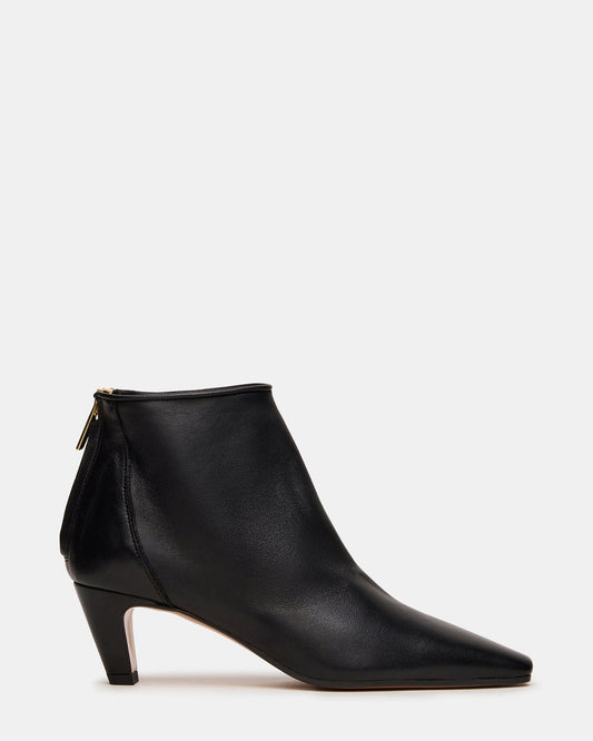 JUNO Black Leather Square-Toe Women's Ankle Boot - Steve Madden