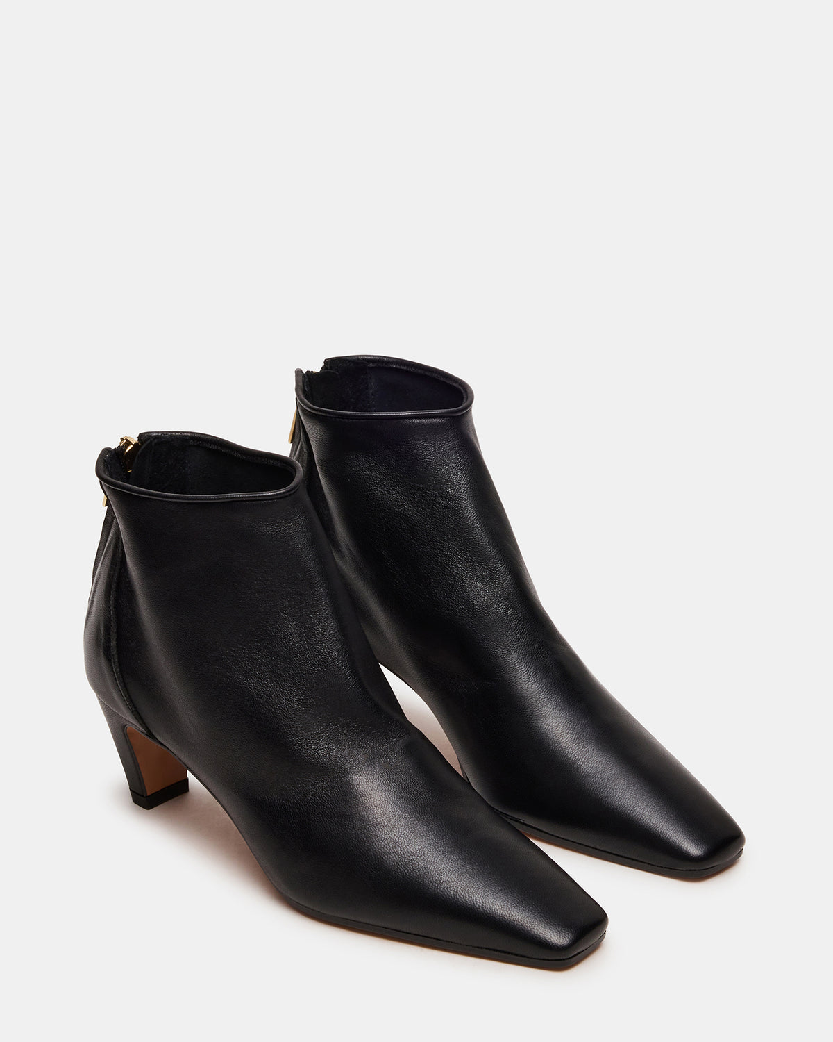 JUNO Black Leather Square-Toe Women's Ankle Boot - Steve Madden