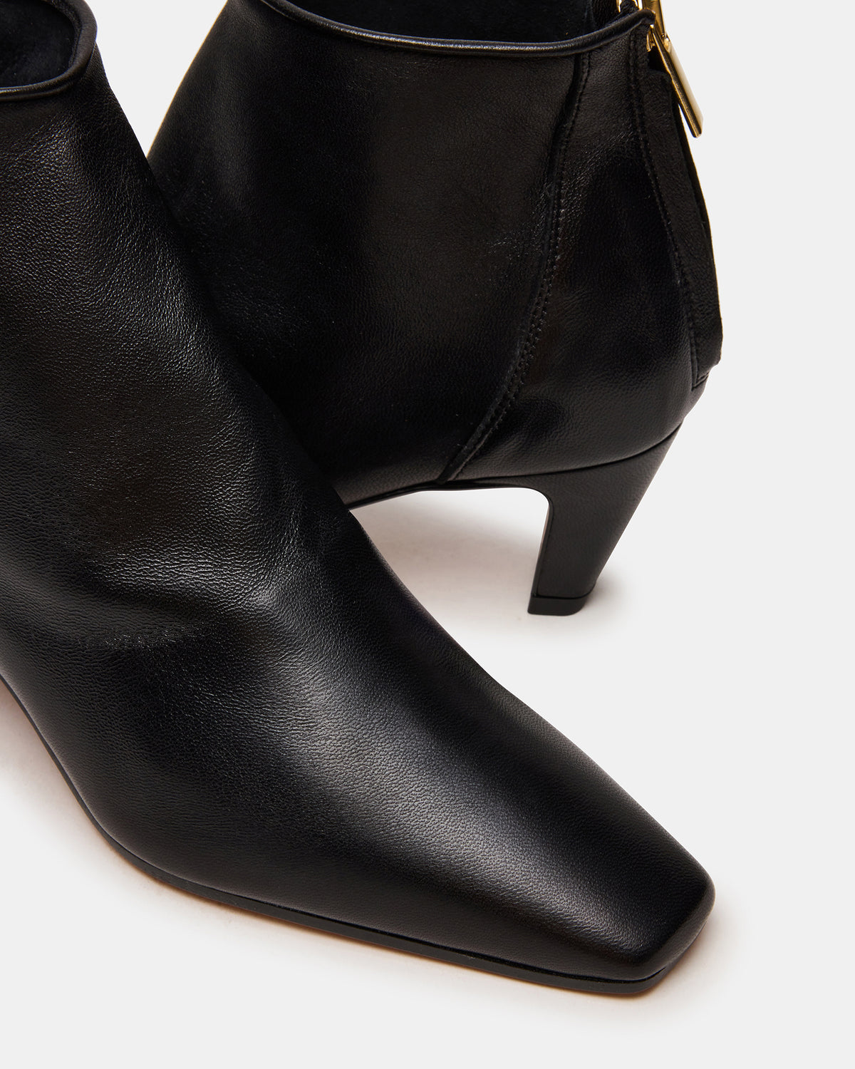 JUNO Black Leather Square-Toe Women's Ankle Boot - Steve Madden