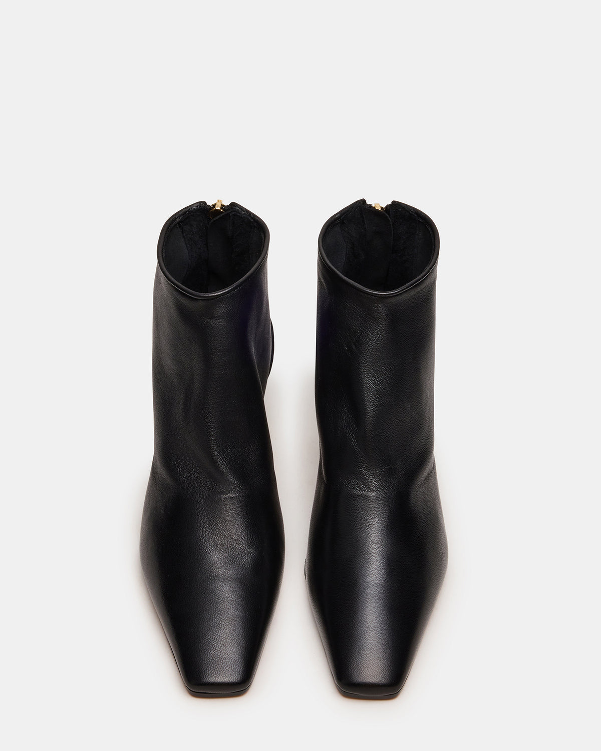 JUNO Black Leather Square-Toe Women's Ankle Boot - Steve Madden