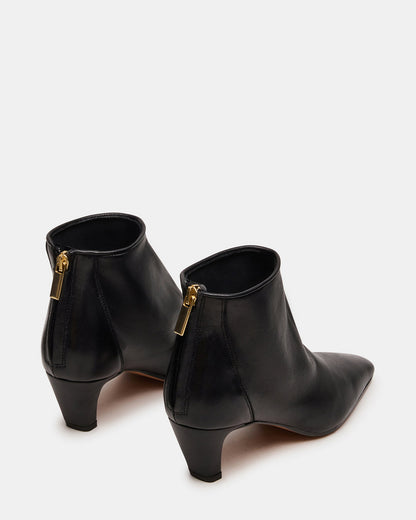 JUNO Black Leather Square-Toe Women's Ankle Boot - Steve Madden