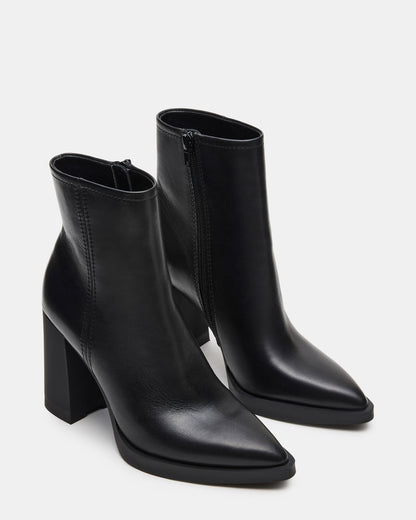 HARDEN Black Leather Women's Pointed-Toe Ankle Boot - Steve Madden