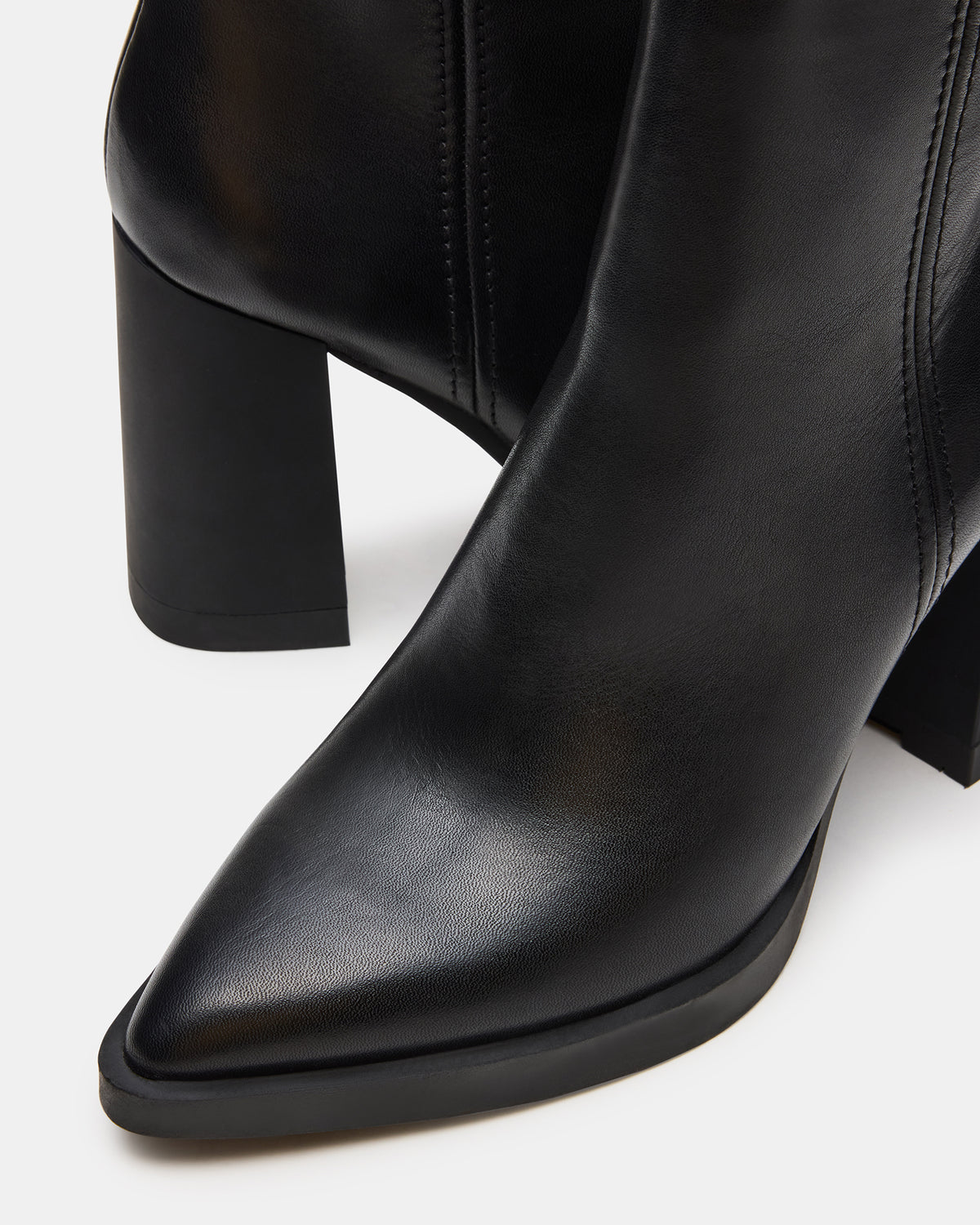 HARDEN Black Leather Women's Pointed-Toe Ankle Boot - Steve Madden