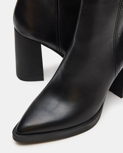HARDEN Black Leather Women's Pointed-Toe Ankle Boot - Steve Madden