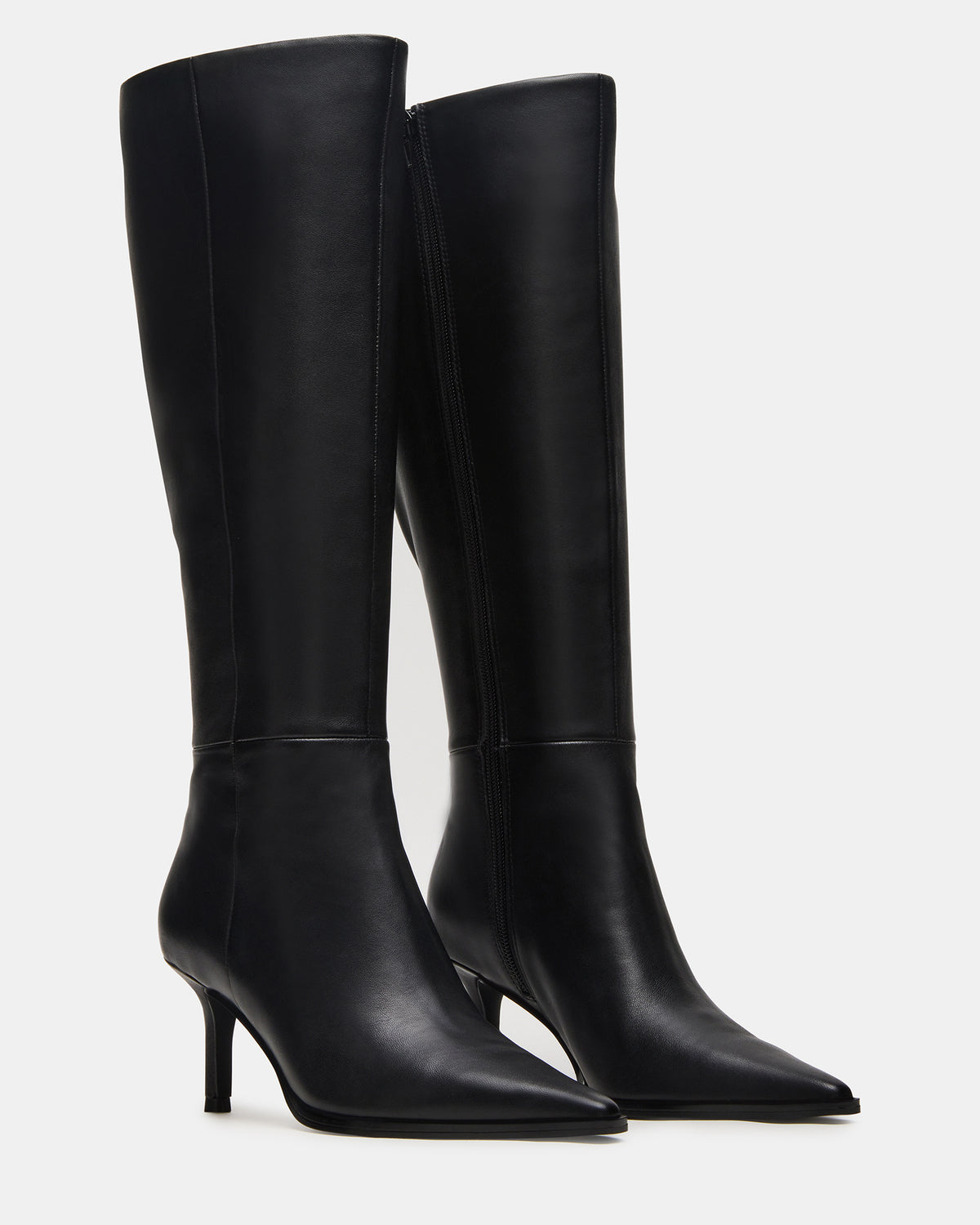 LINGO Black Leather Pointed-Toe Knee-High Women's Boot - Steve Madden