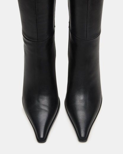 LINGO Black Leather Pointed-Toe Knee-High Women's Boot - Steve Madden