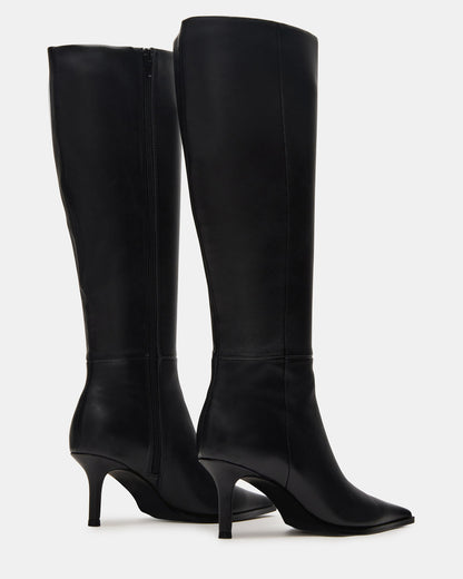 LINGO Black Leather Pointed-Toe Knee-High Women's Boot - Steve Madden
