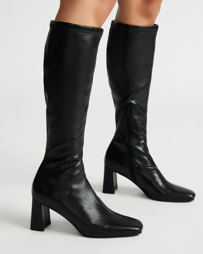 HOLLY Black Women's Knee-High Square-Toe Boot - Steve Madden