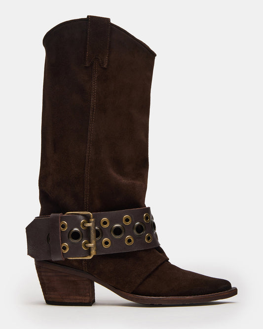 ASHWOOD Brown Suede Pointed-Toe Western Women's Boot - Steve Madden