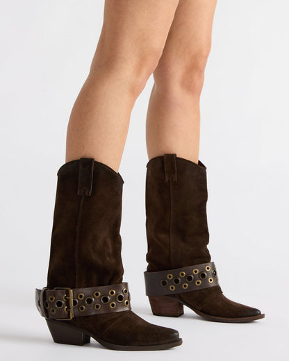 ASHWOOD Brown Suede Pointed-Toe Western Women's Boot - Steve Madden