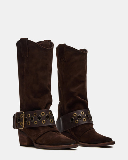 ASHWOOD Brown Suede Pointed-Toe Western Women's Boot - Steve Madden