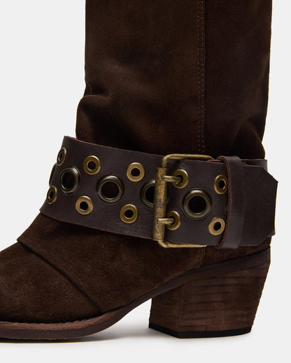 ASHWOOD Brown Suede Pointed-Toe Western Women's Boot - Steve Madden