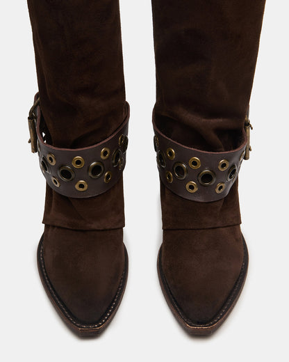 ASHWOOD Brown Suede Pointed-Toe Western Women's Boot - Steve Madden