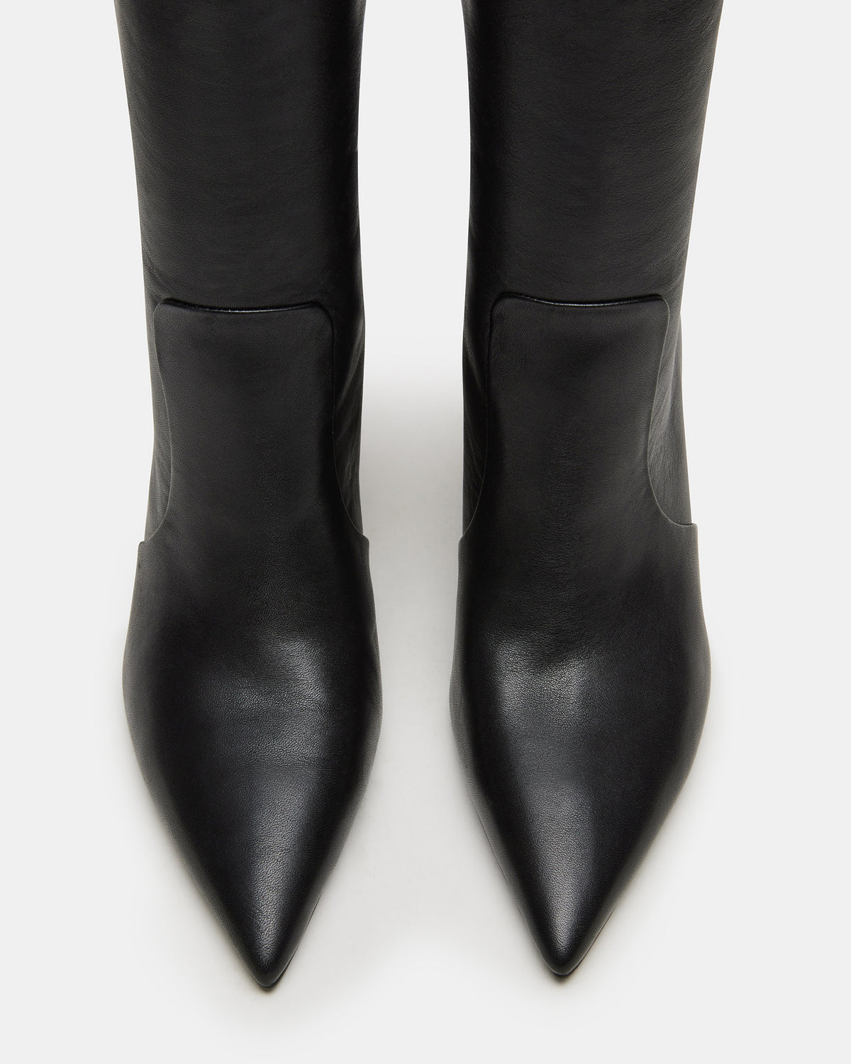 SKYLINE Black Leather Knee-High Pointed Toe Women's Boot - Steve Madden