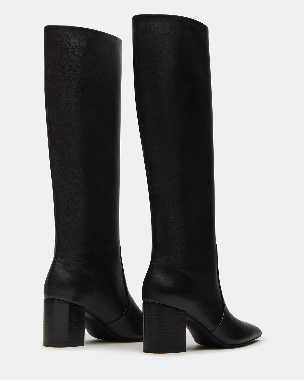 SKYLINE Black Leather Knee-High Pointed Toe Women's Boot - Steve Madden