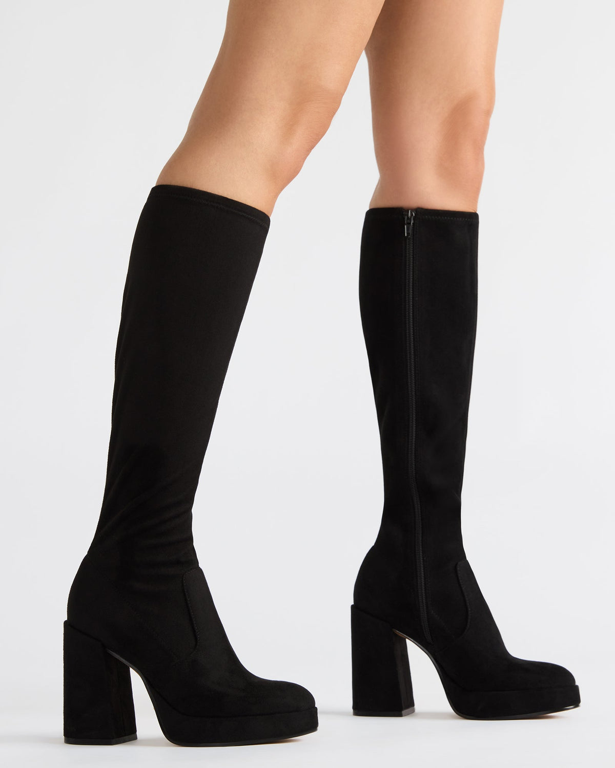TWAIN Black Knee-High Block Heel Women's Boot - Steve Madden