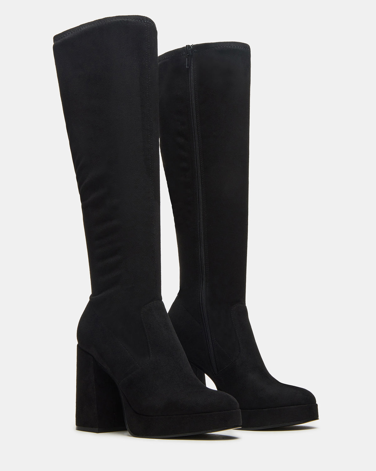 TWAIN Black Knee-High Block Heel Women's Boot - Steve Madden