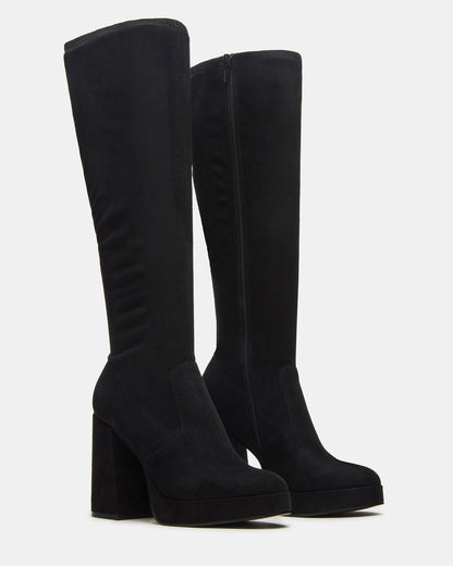 TWAIN Black Knee-High Block Heel Women's Boot - Steve Madden