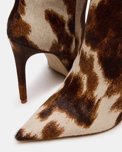 NITRO Brown Cow Print Wide Calf Pointed-Toe Stiletto Heel Knee-High Women's Boots - Steve Madden
