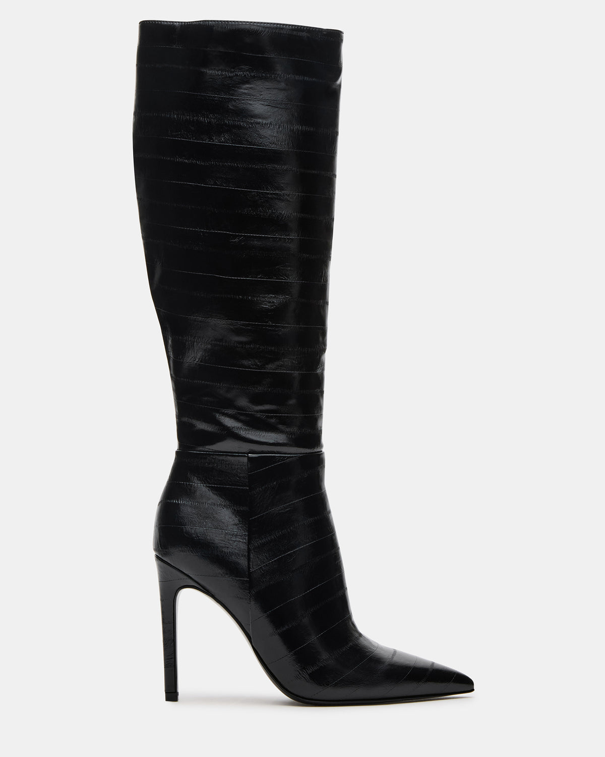 NITRO Black Eel Pointed-Toe Stiletto Heel Knee-High Women's Boots - Steve Madden