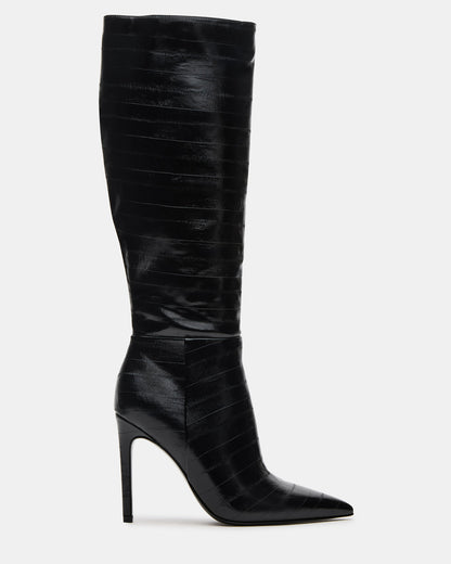 NITRO Black Eel Pointed-Toe Stiletto Heel Knee-High Women's Boots - Steve Madden