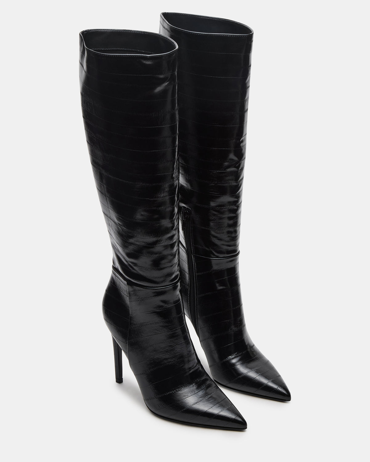 NITRO Black Eel Pointed-Toe Stiletto Heel Knee-High Women's Boots - Steve Madden