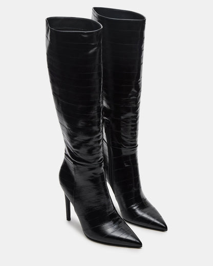 NITRO Black Eel Pointed-Toe Stiletto Heel Knee-High Women's Boots - Steve Madden