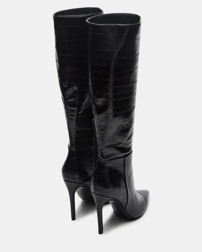 NITRO Black Eel Pointed-Toe Stiletto Heel Knee-High Women's Boots - Steve Madden
