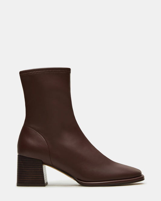 PAMMY Brown Square-Toe Block Heel Women's Ankle Boot - Steve Madden