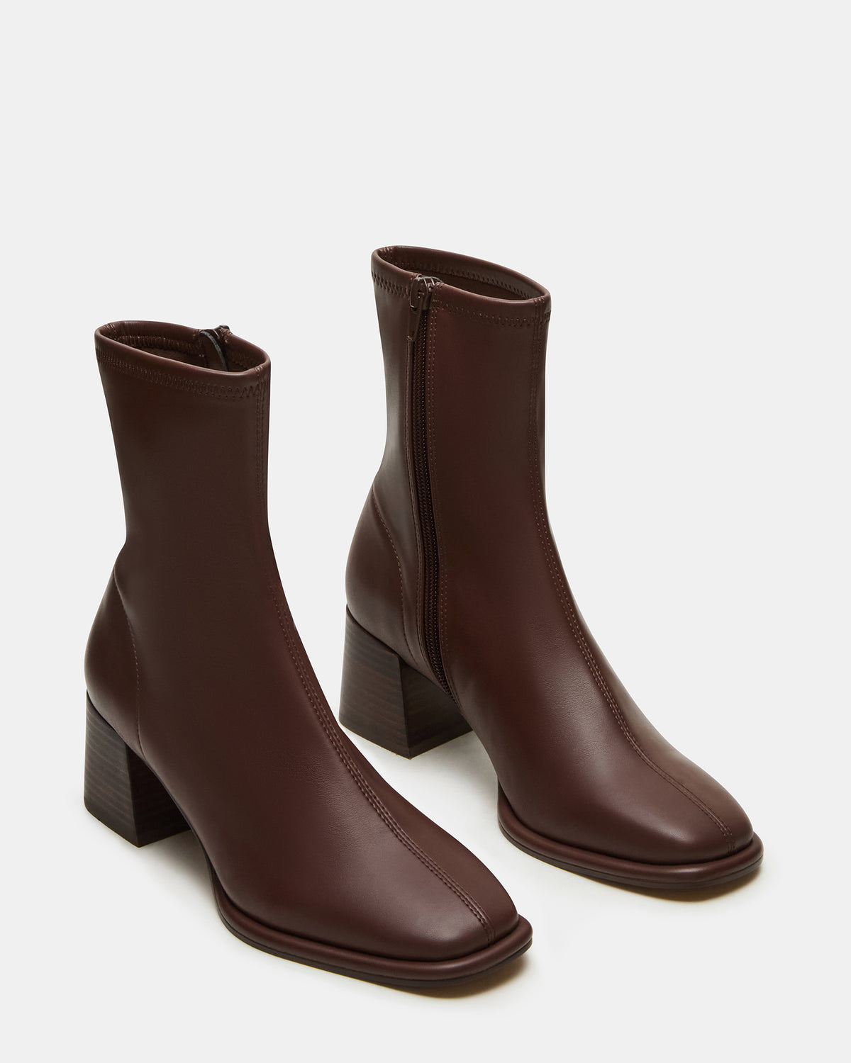 PAMMY Brown Square-Toe Block Heel Women's Ankle Boot - Steve Madden