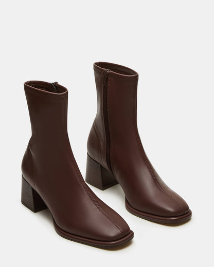 PAMMY Brown Square-Toe Block Heel Women's Ankle Boot - Steve Madden