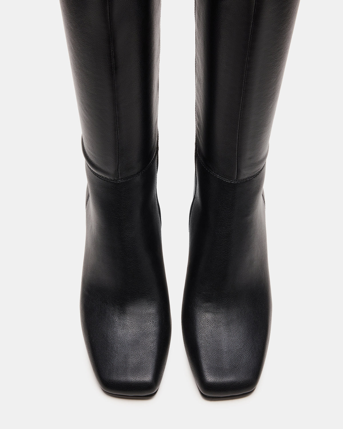 ELLIOT Black Square-Toe Knee-High Block Heel Women's Boot - Steve Madden