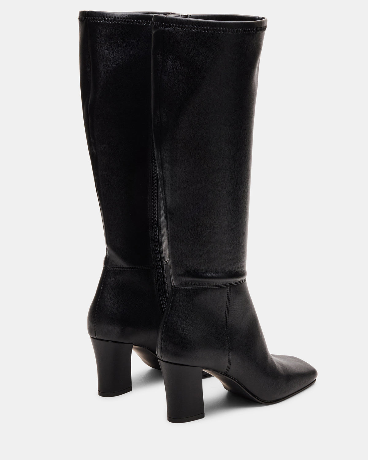 ELLIOT Black Square-Toe Knee-High Block Heel Women's Boot - Steve Madden