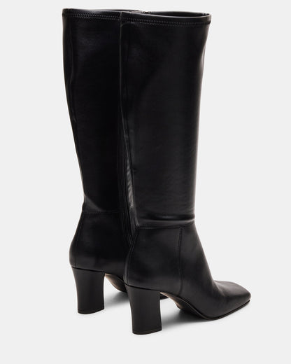 ELLIOT Black Square-Toe Knee-High Block Heel Women's Boot - Steve Madden