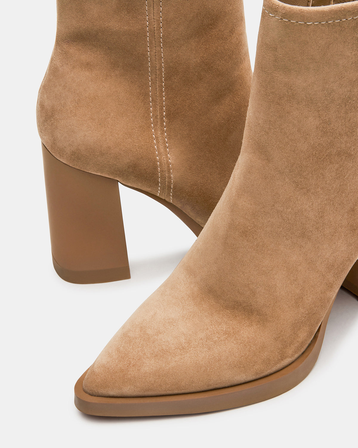 HARDEN Sand Suede Women's Pointed-Toe Ankle Boot - Steve Madden