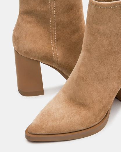 HARDEN Sand Suede Women's Pointed-Toe Ankle Boot - Steve Madden