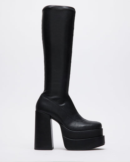 CYPRESS Black Women's Platform Vegan Leather Boots - Steve Madden