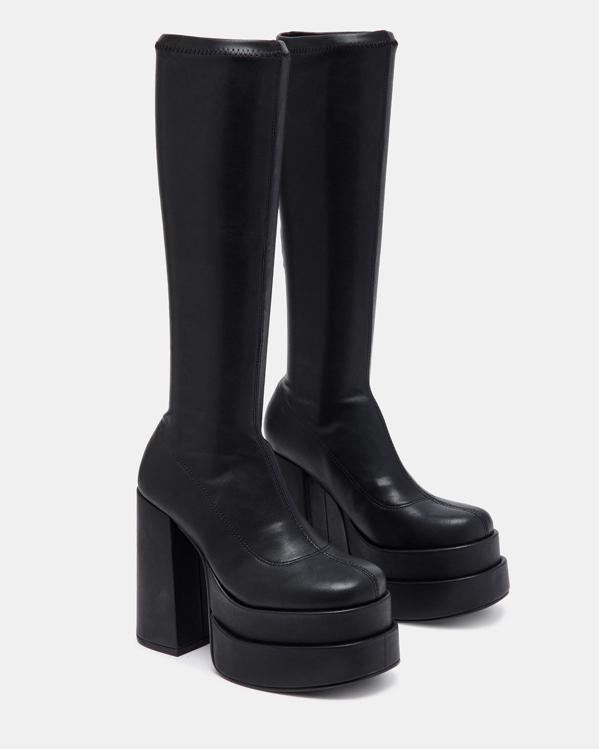 CYPRESS Black Women's Platform Vegan Leather Boots - Steve Madden