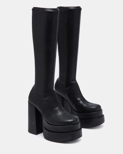CYPRESS Black Women's Platform Vegan Leather Boots - Steve Madden