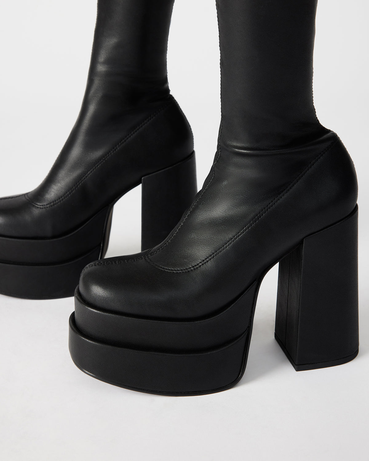 CYPRESS Black Women's Platform Vegan Leather Boots - Steve Madden