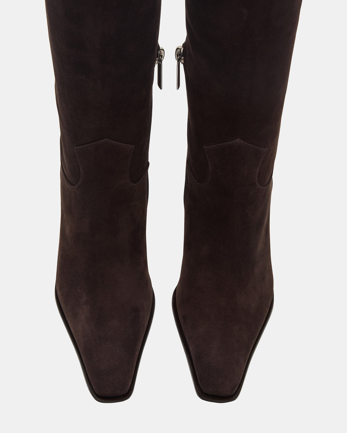 WESCOT Brown Suede Square-Toe Knee-High Heeled Women's Boot - Steve Madden