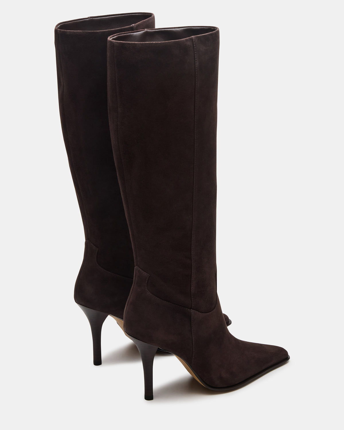 WESCOT Brown Suede Square-Toe Knee-High Heeled Women's Boot - Steve Madden