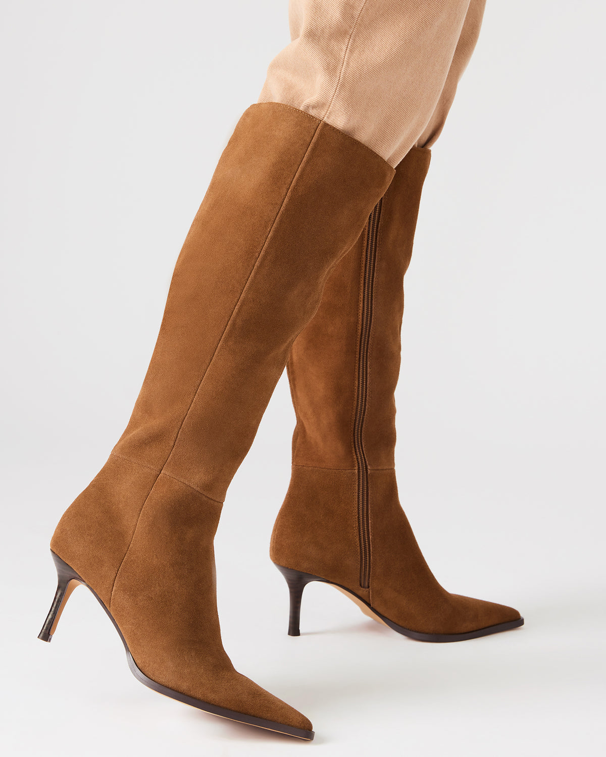 LINGO Chestnut Suede Pointed-Toe Knee-High Women's Boot - Steve Madden