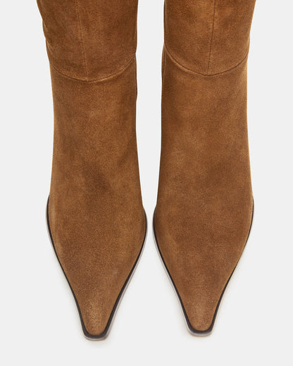 LINGO Chestnut Suede Pointed-Toe Knee-High Women's Boot - Steve Madden