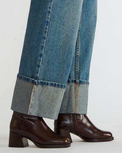 LATCHES Brown Leather Square-Toe Block Heel Women's Ankle Boot - Steve Madden