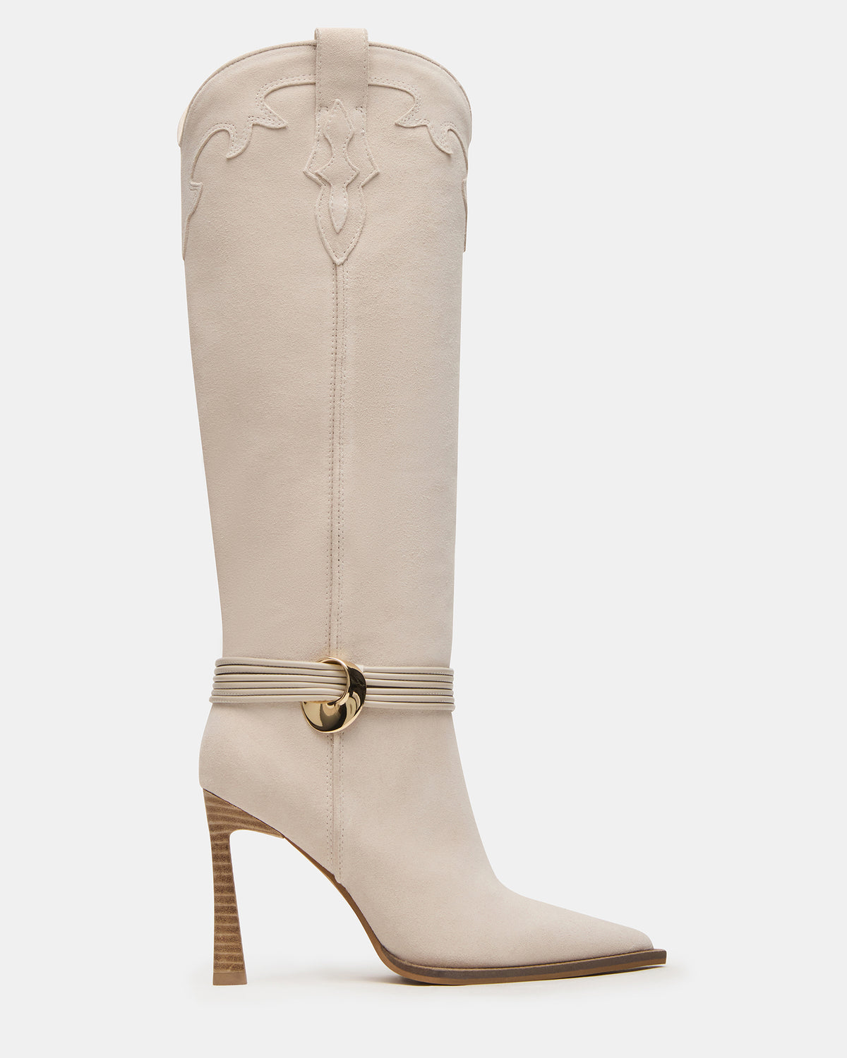 KYNDALL Bone Suede Pointed-Toe Stiletto Heeled Knee-High Women's Boot - Steve Madden