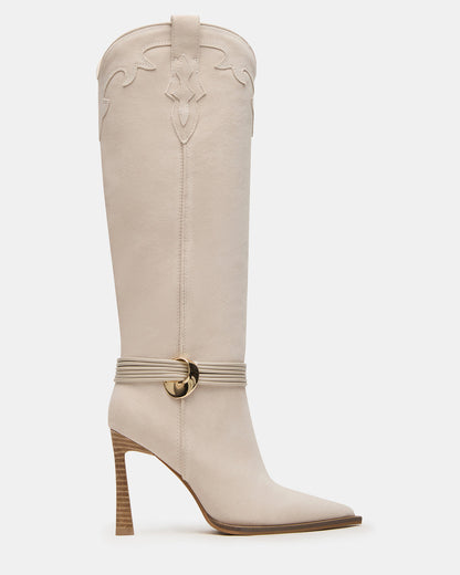 KYNDALL Bone Suede Pointed-Toe Stiletto Heeled Knee-High Women's Boot - Steve Madden