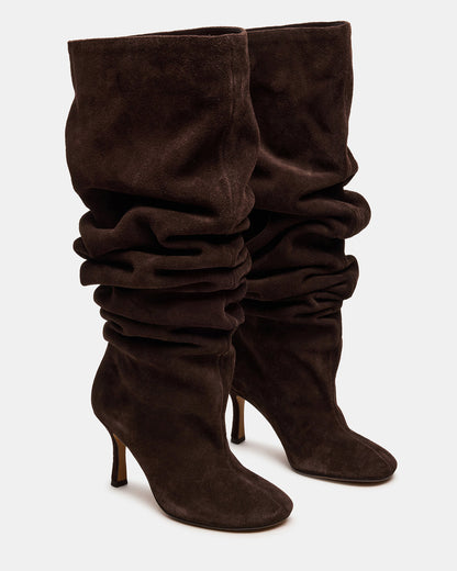ALLISON Brown Suede Over-The-Knee Heeled Women's Boot - Steve Madden