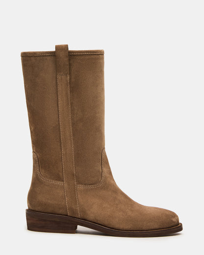 DUNSTER Chestnut Suede Wood Bottom Women's Boot - Steve Madden