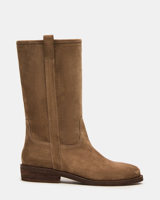 DUNSTER Chestnut Suede Wood Bottom Women's Boot - Steve Madden